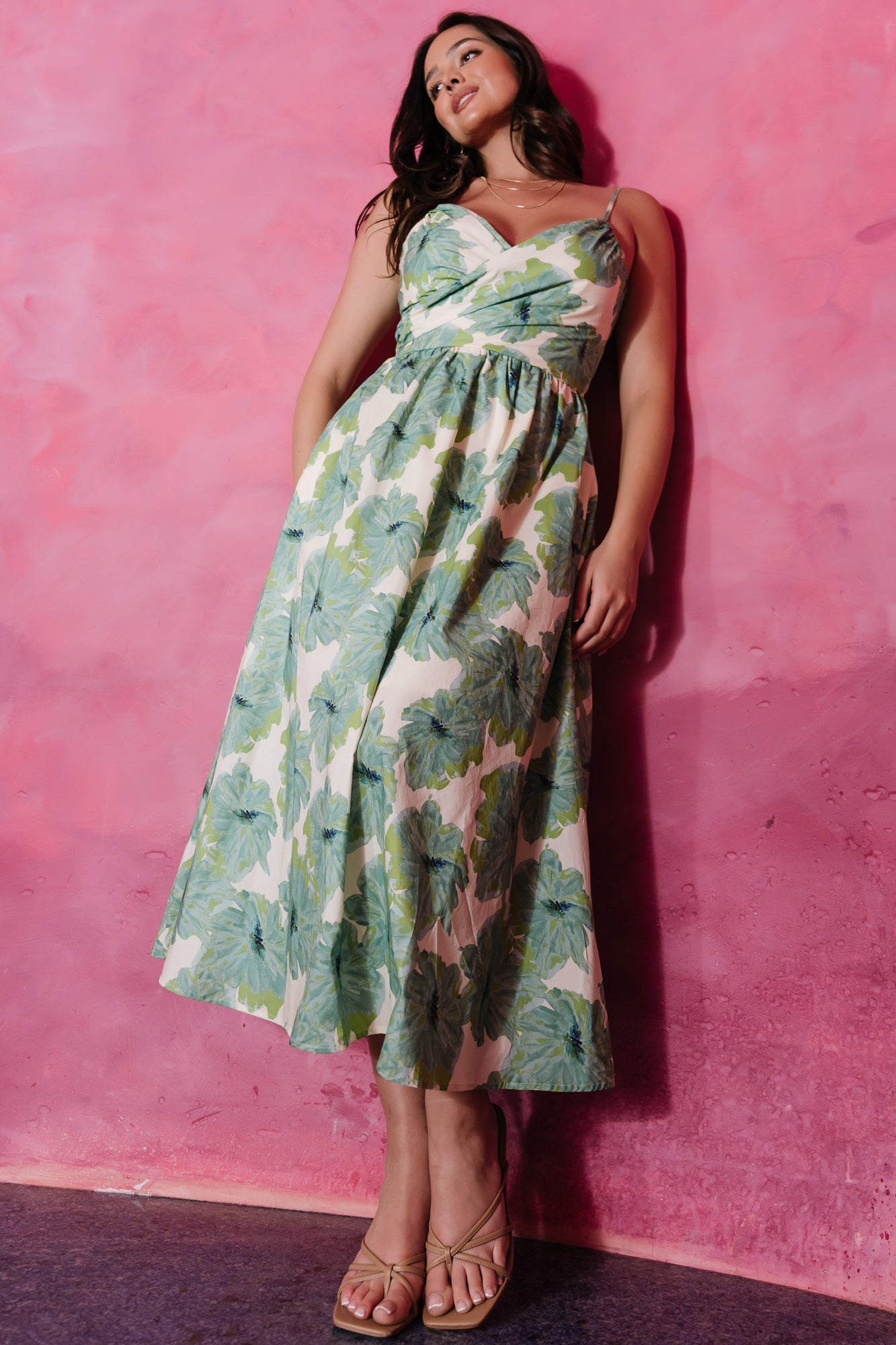 Tenerife Midi Dress | Green Floral