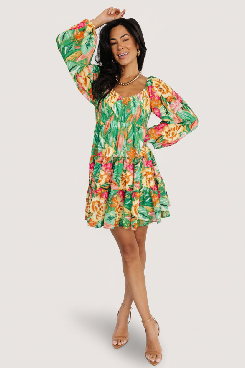 Baltic Born Womens Acapulco Short Dress | Green Multi Print