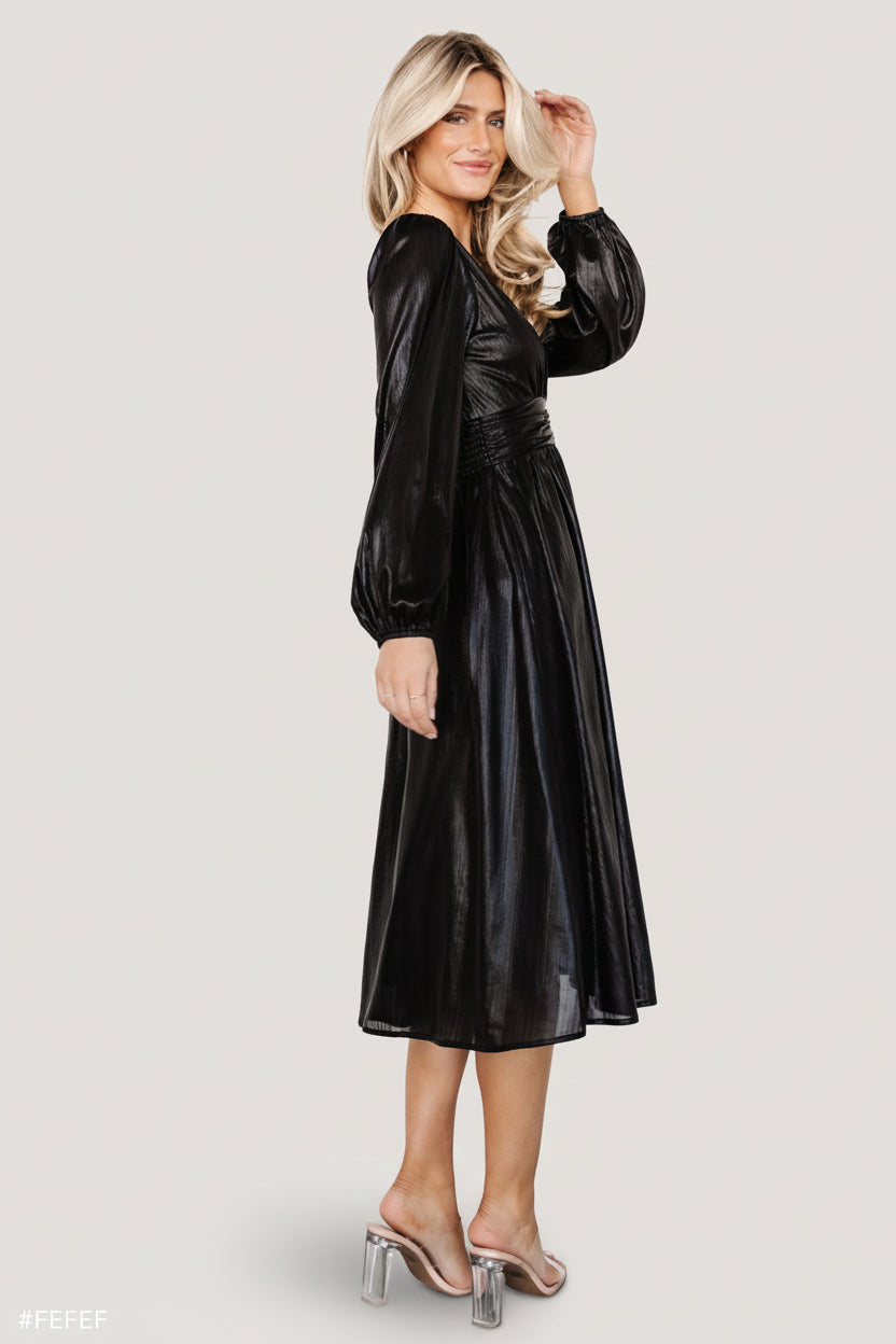 Aisha Shimmer Dress | Black