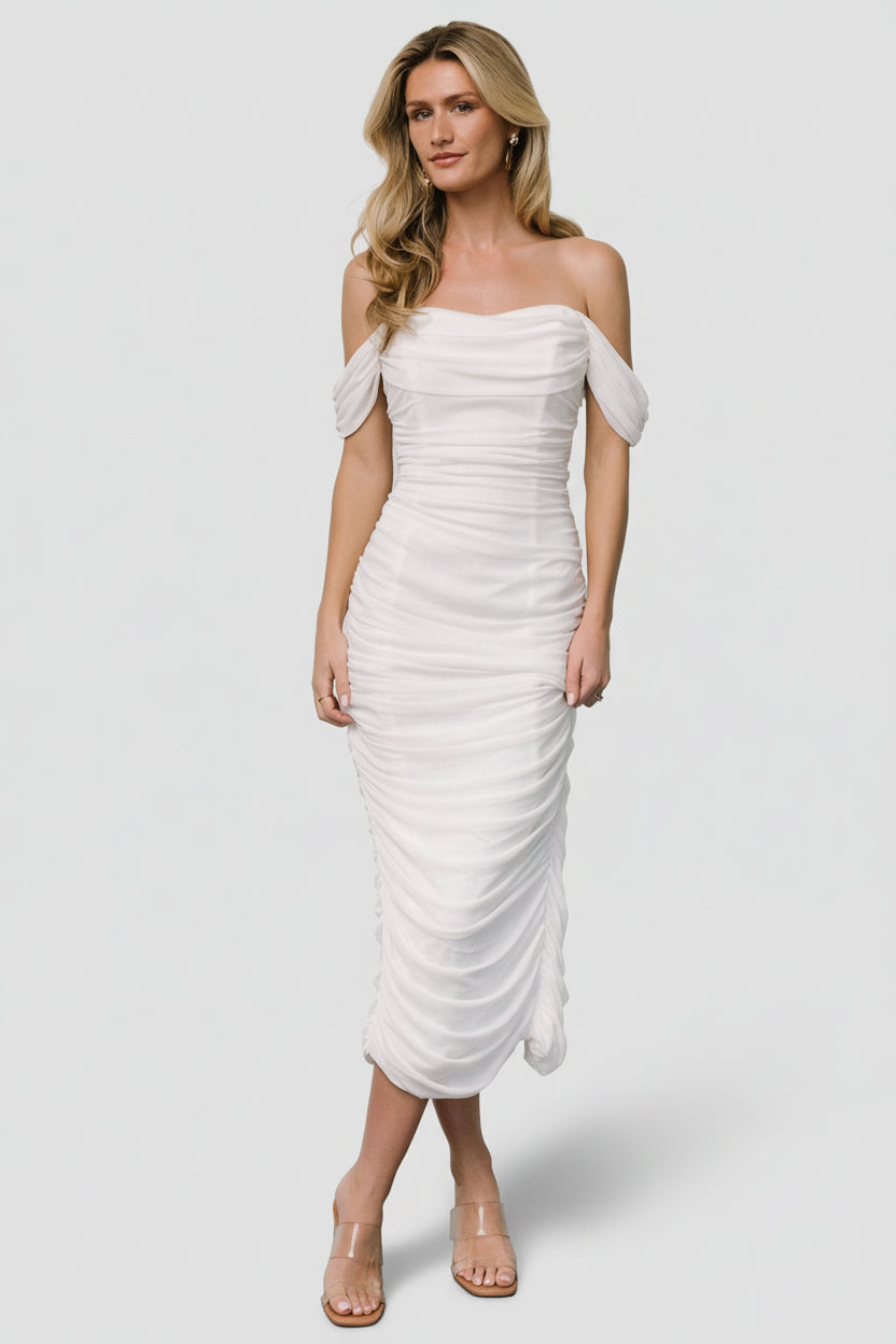 Alessandra Mesh Midi Dress | Off White Alessandra Mesh Midi Dress | Off White