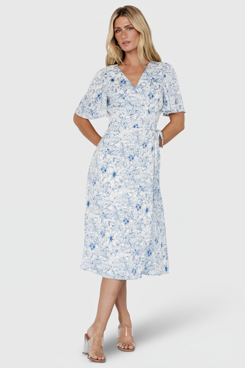 Amelie Wrap Midi Dress | Blue Print