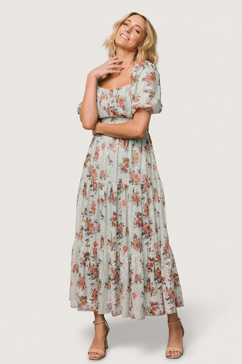 Annabeth Midi Dress | Eucalyptus Floral