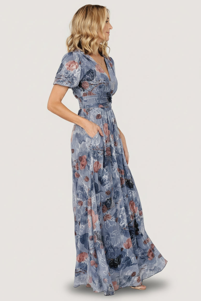 Ardley Maxi Dress | Slate Print