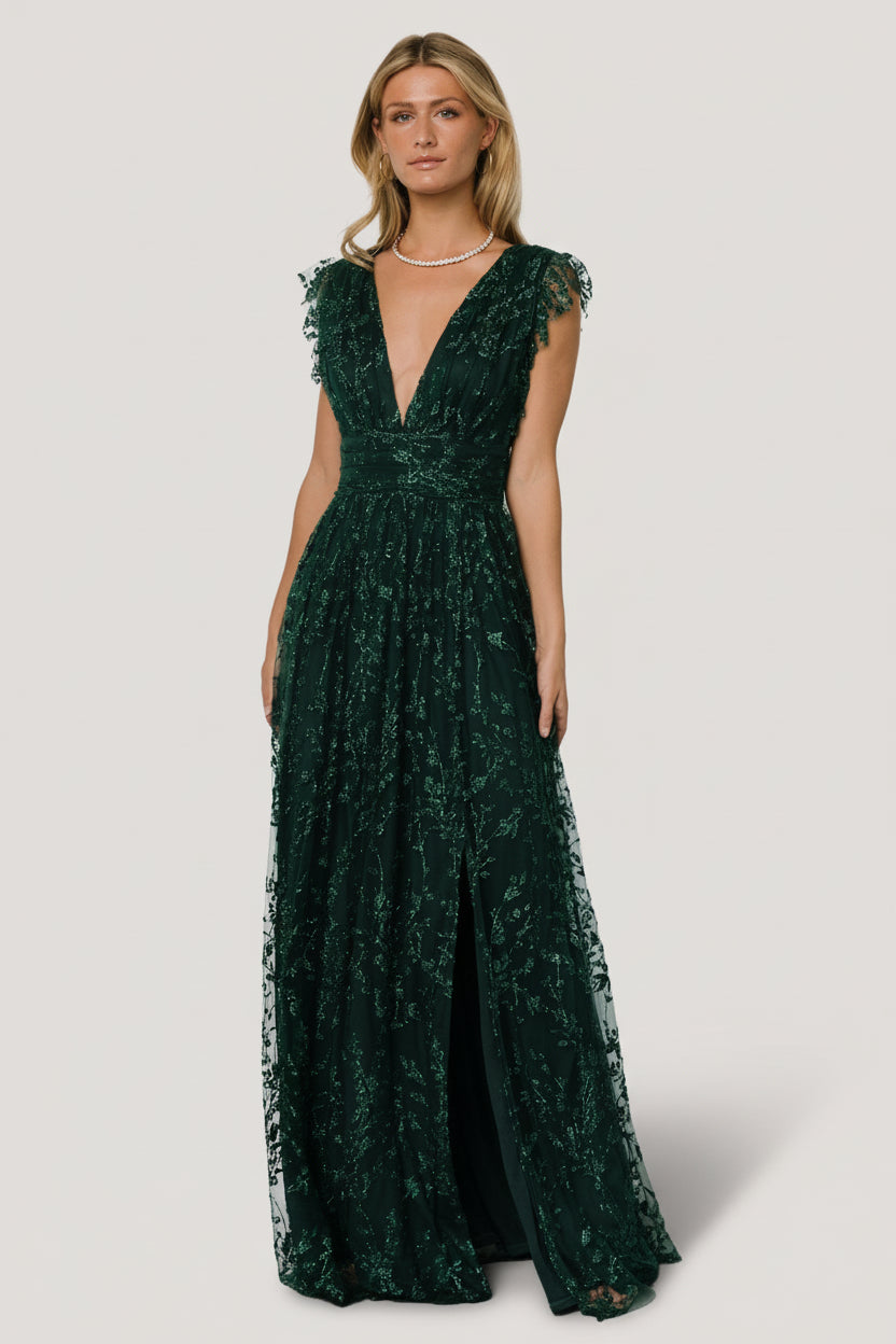Baltic Born Womens Arlene Shimmer Gown | Emerald | Size: 1XL Baltic Born Womens Arlene Shimmer Gown | Emerald | Size: 1XL