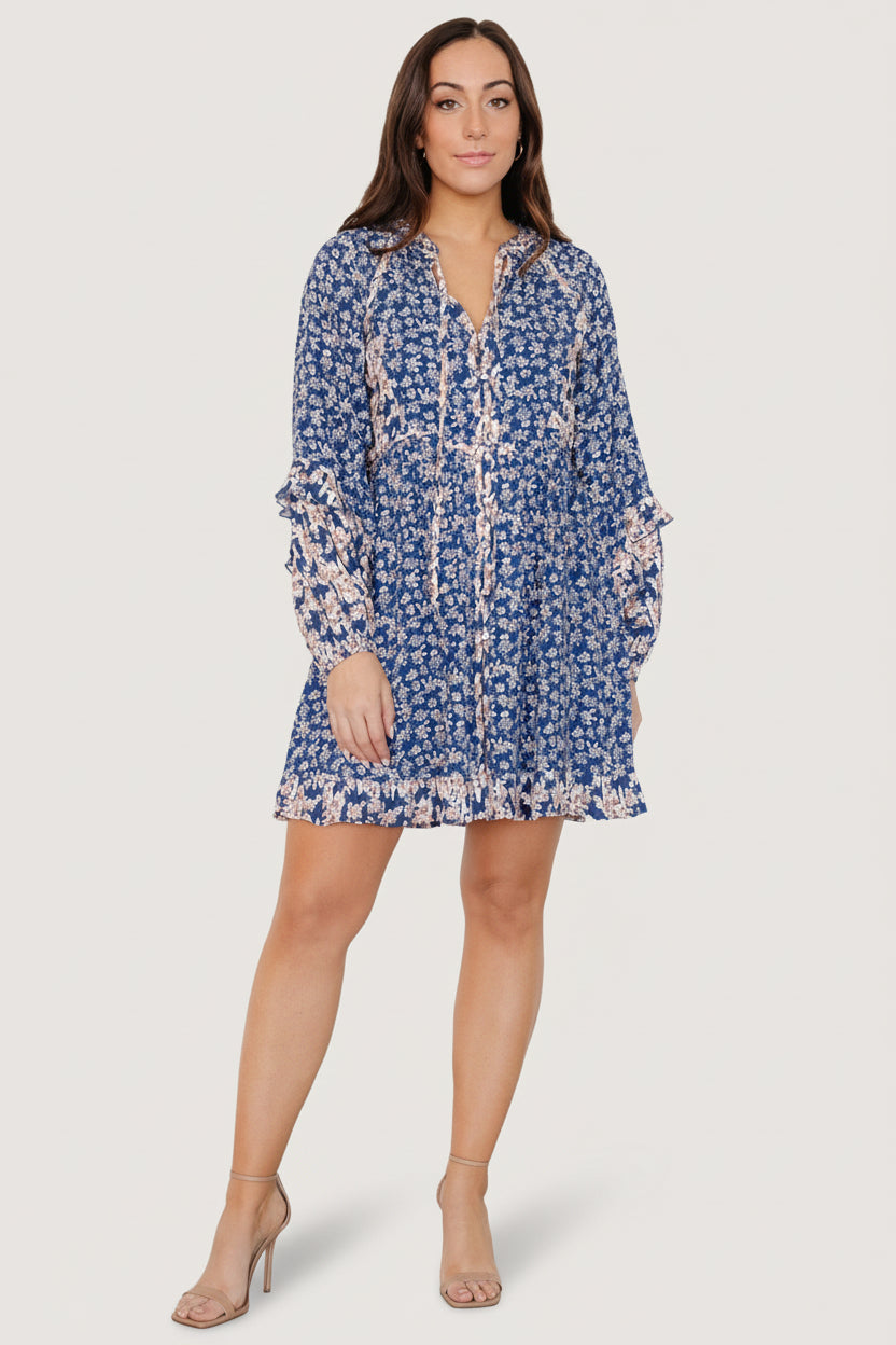 Aster Short Dress | Navy Multi Floral