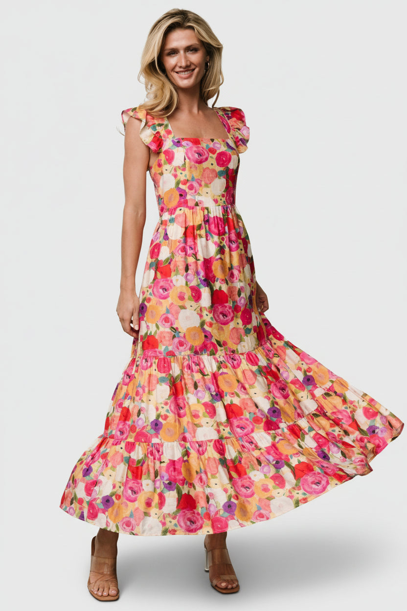 Baltic Born Womens Ayla Tiered Maxi Dress | Pink Multi Floral | Size: 1XL Baltic Born Womens Ayla Tiered Maxi Dress | Pink Multi Floral | Size: 1XL