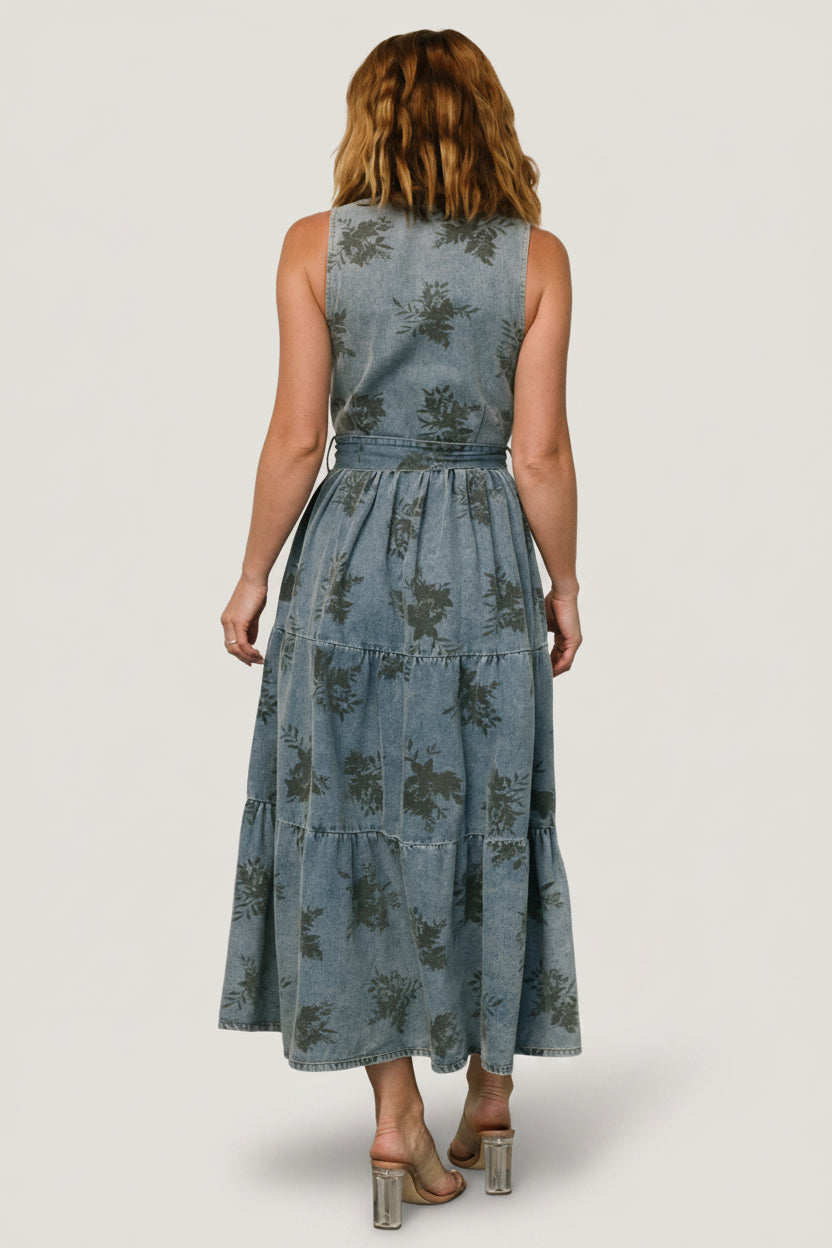 Bernadette Sleeveless Denim Dress | Washed Blue