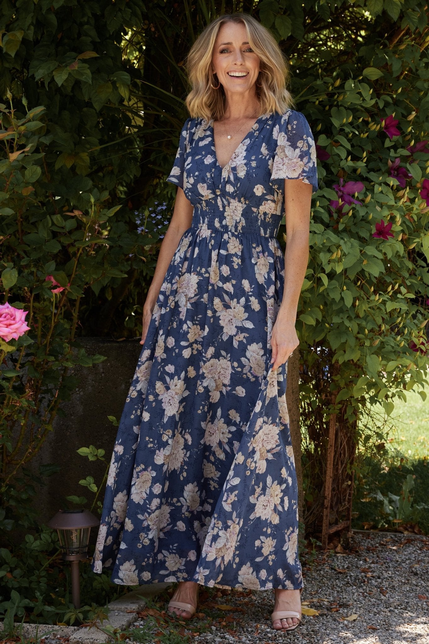 Birdie Maxi Dress Blue Blush Floral - Main Image