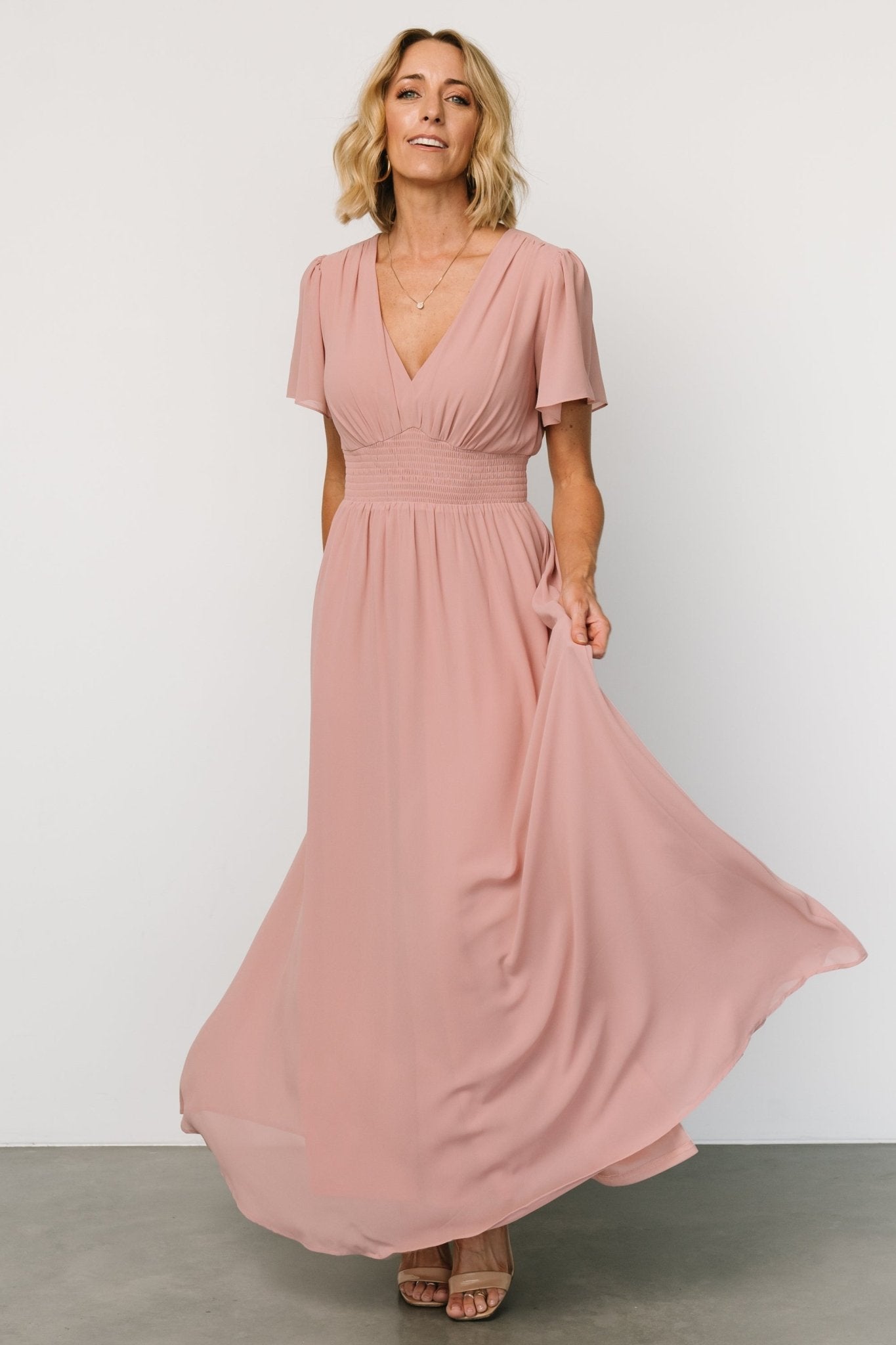 baltic born pink dress Regan Tank Maxi tiered skirt and functional side pockets NWT Baltic Born Giselle Maxi