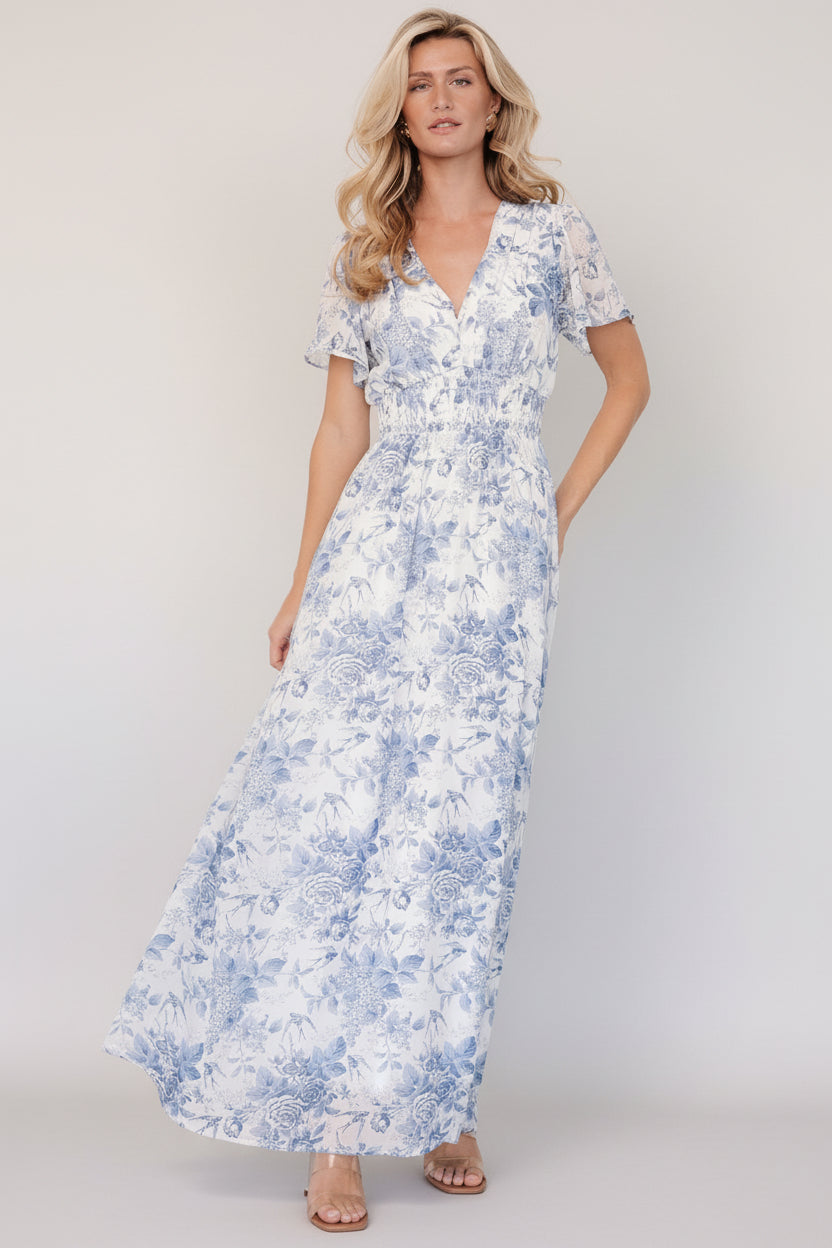 Birdie Maxi Dress | Off White + Blue Birdie Maxi Dress | Off White + Blue