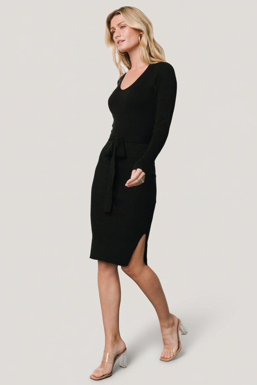 Blayne Ribbed Midi Dress | Black