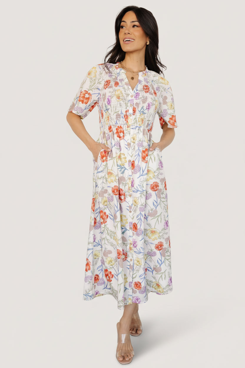 rayon midi dress with sleeves Terra & Sky Women's Plus Flutter Sleeve Midi Dress Sizes 0X-5X Cotton Rayon