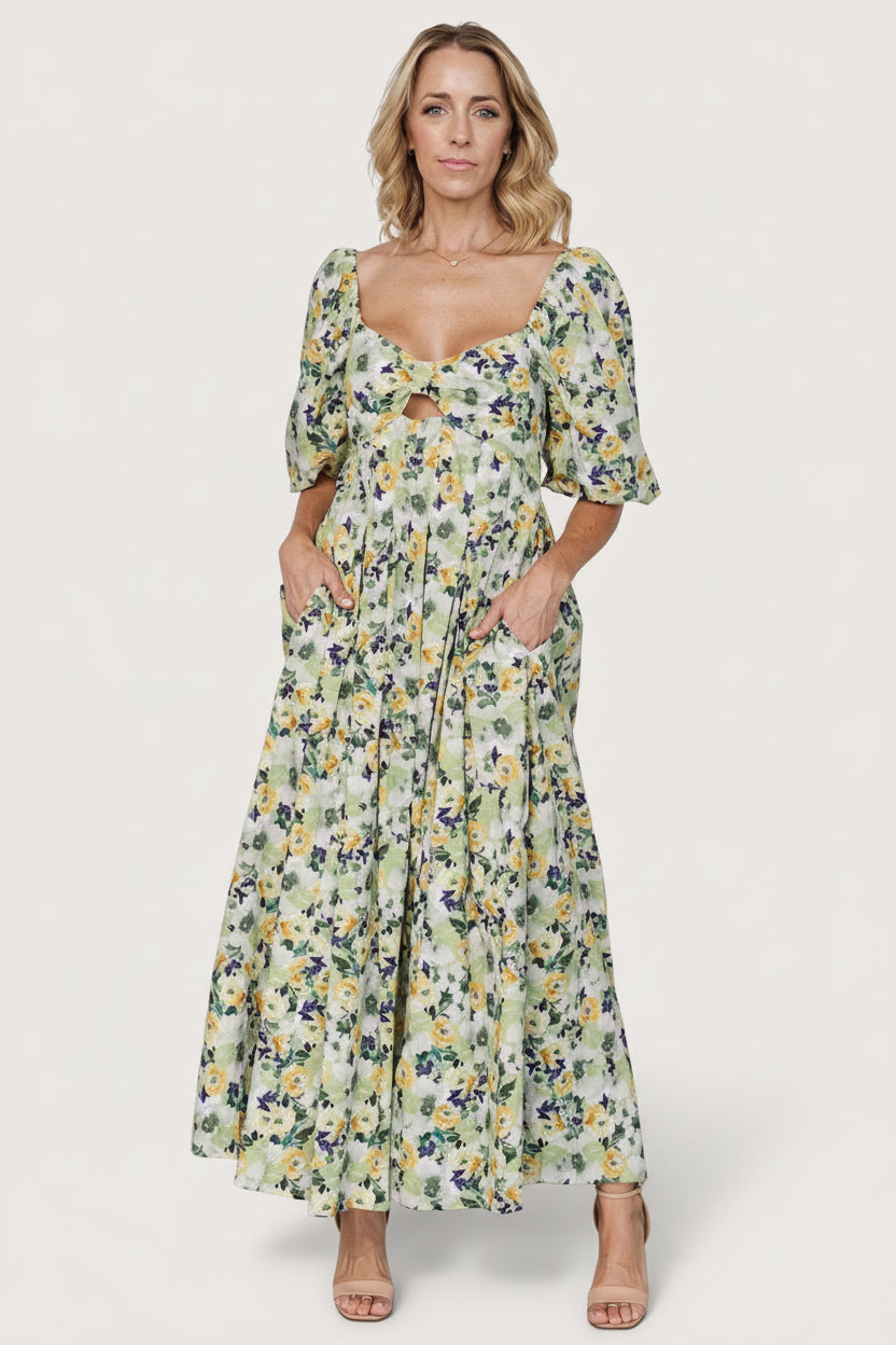 Baltic Born Womens Brielle Maxi Dress | Green Floral