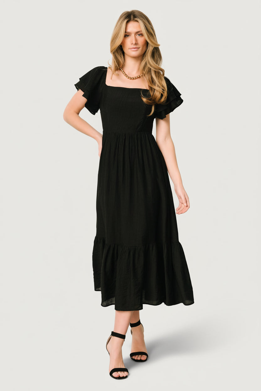 farm rio piping midi dress Black And White Short Sleeve Midi Dress – FARM Rio