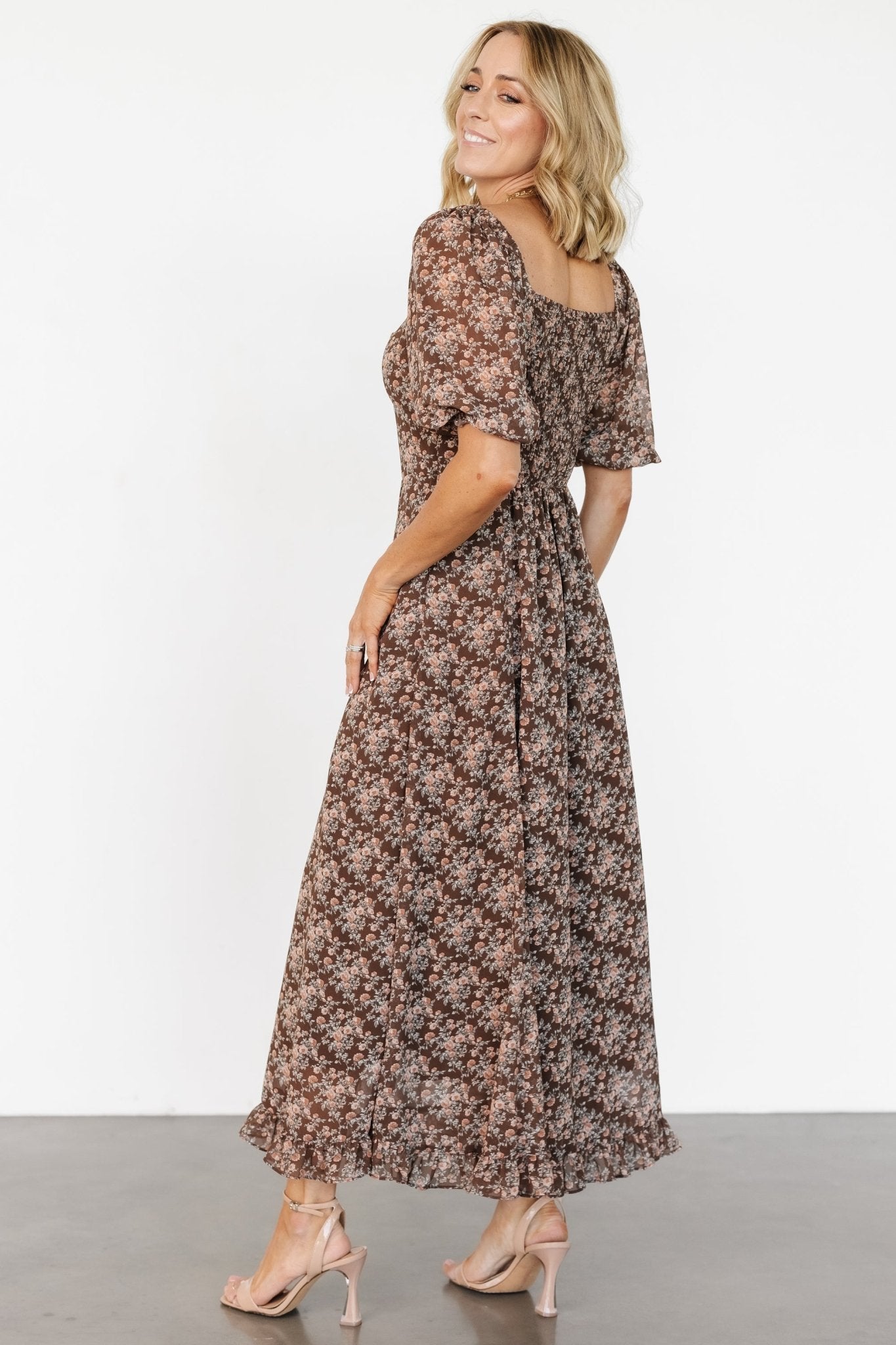 Camryn Maxi Dress | Brown Floral - Baltic Born