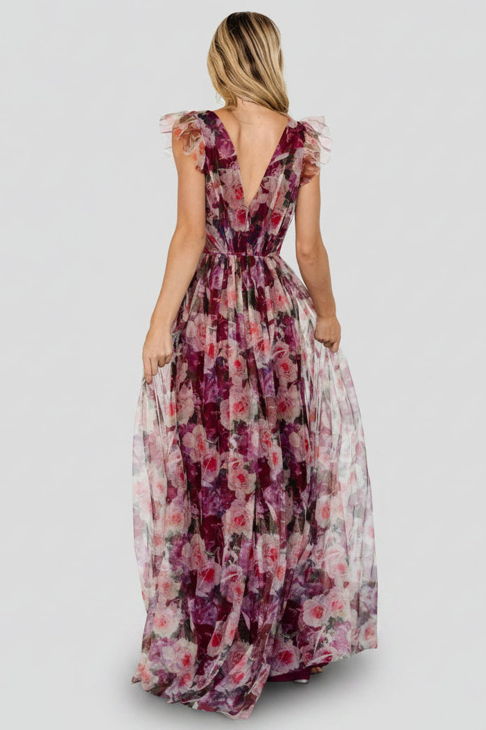 Carmine Maxi Dress | Wine Floral - Baltic Born