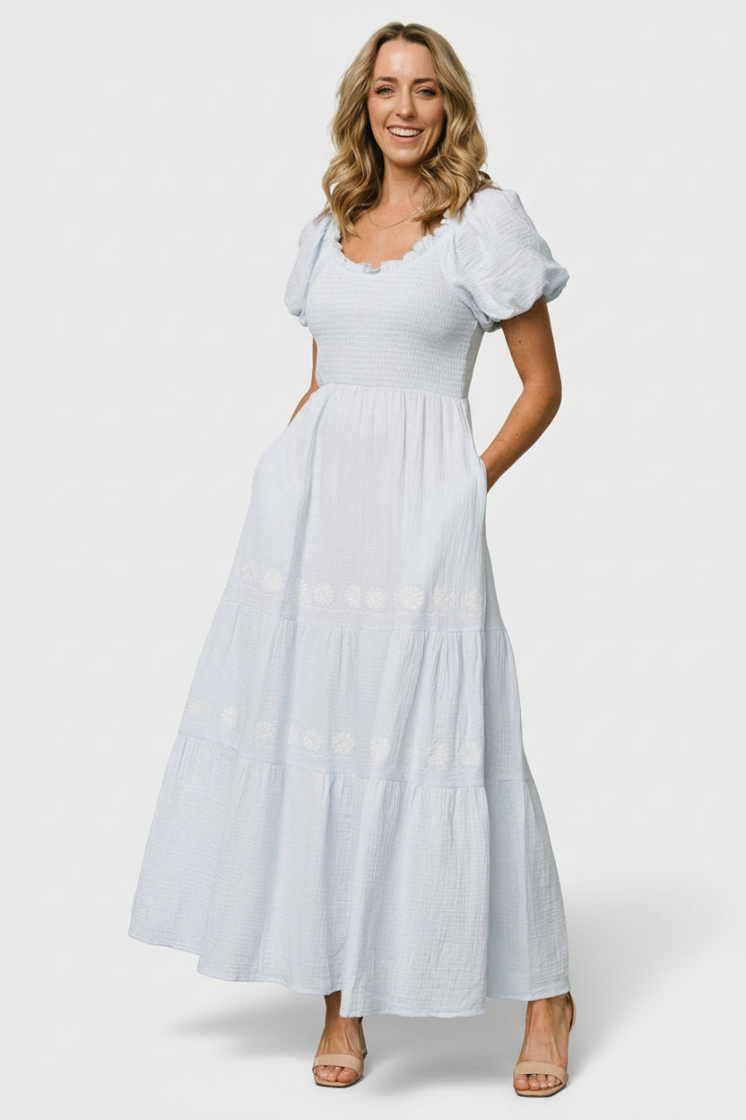Carrington Maxi Dress Smocked Light Blue | Baltic Born 3XL Carrington Maxi Dress Smocked Light Blue | Baltic Born 3XL
