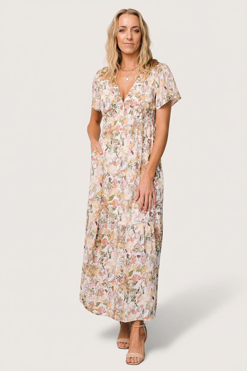 Baltic Born Womens Cassie Short Sleeve Dress | Multi Floral