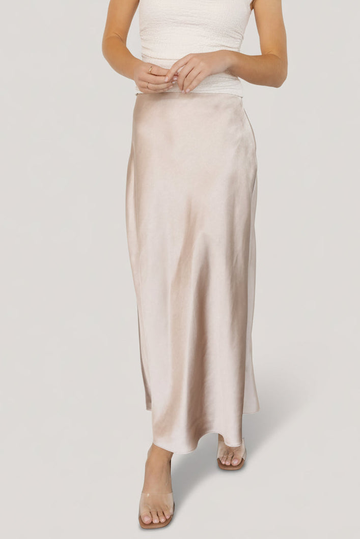 sachin and babi light blue dress Champagne Satin Button Down Midi Dress