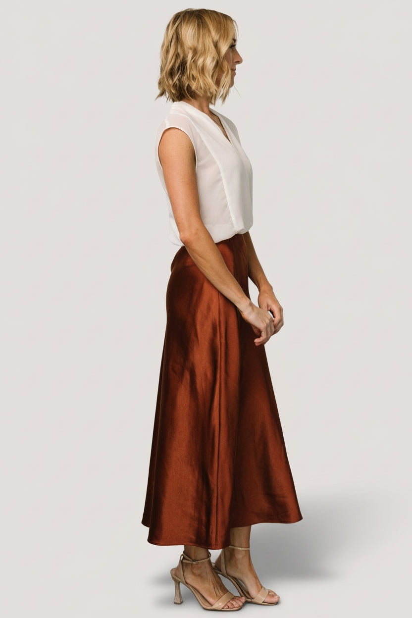 Celeste Satin Midi Skirt | Spice