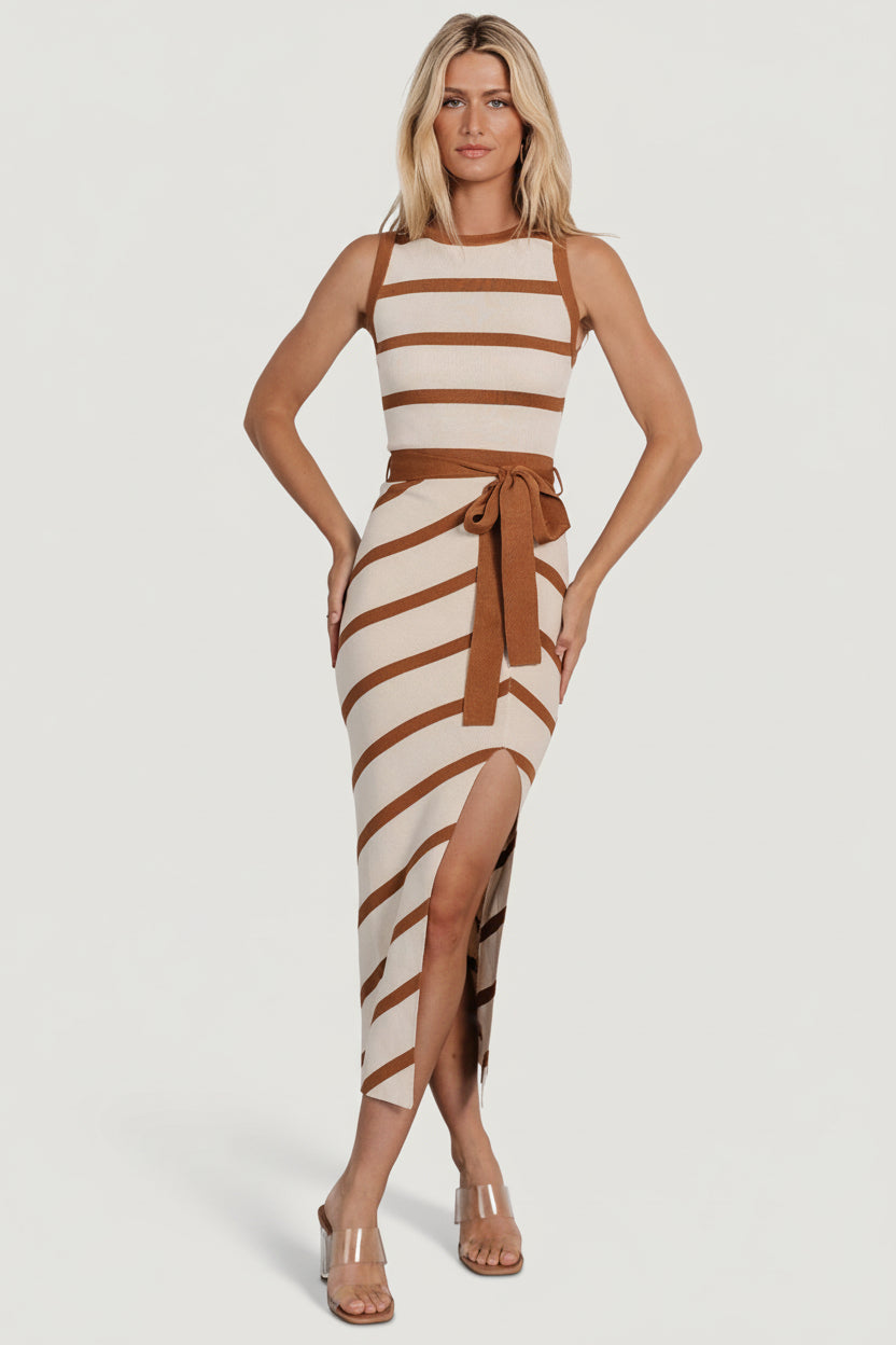 Baltic Born Womens Chelsea Knit Dress | Beige + Camel | Size: XL Baltic Born Womens Chelsea Knit Dress | Beige + Camel | Size: XL