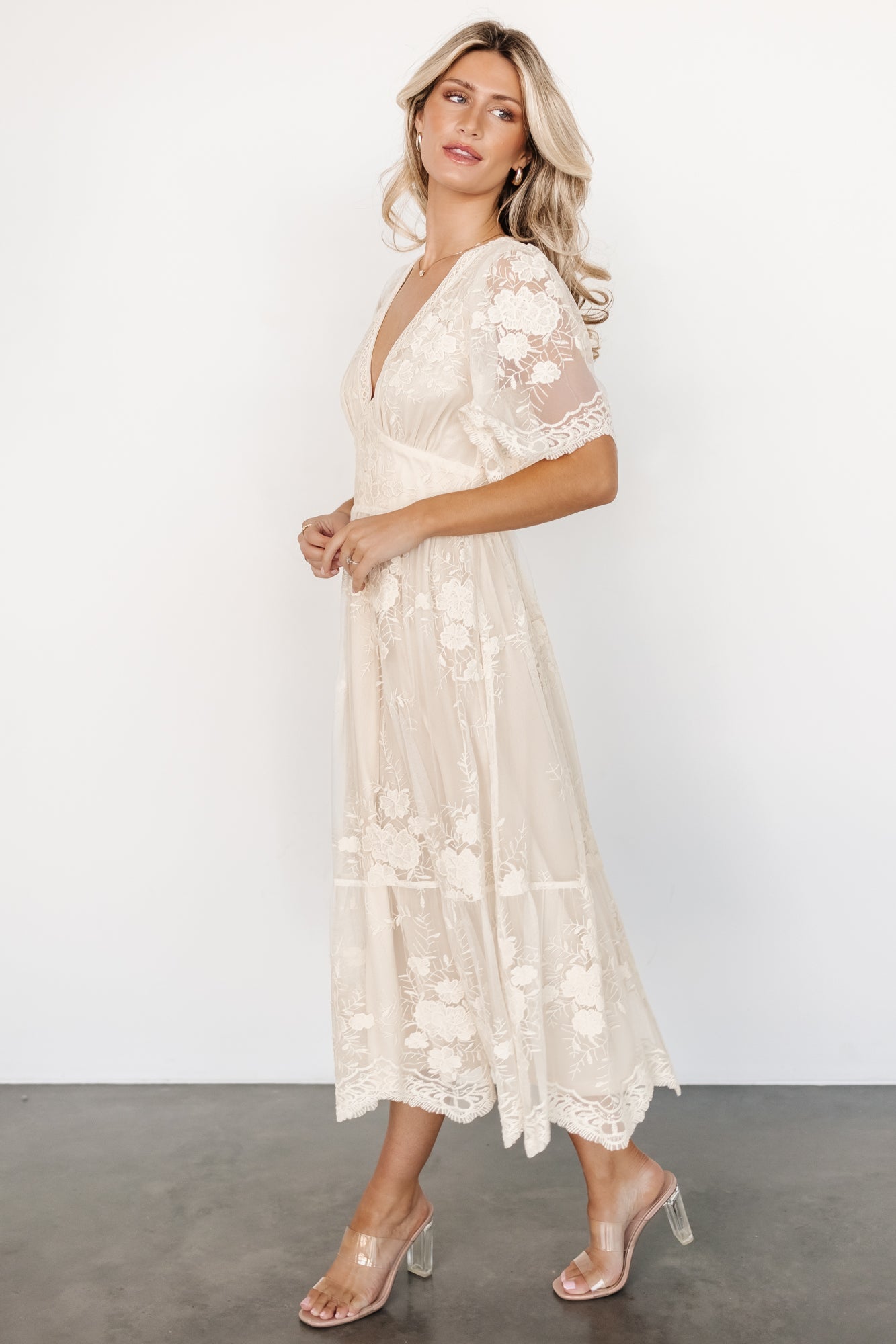 Clarisa Lace Midi Dress | Vintage Cream - Baltic Born
