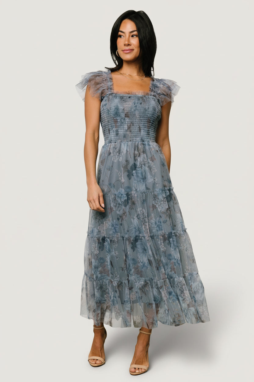Clementine Tulle Midi Dress - Dusty Blue Floral | Baltic Born 3XL Clementine Tulle Midi Dress - Dusty Blue Floral | Baltic Born 3XL
