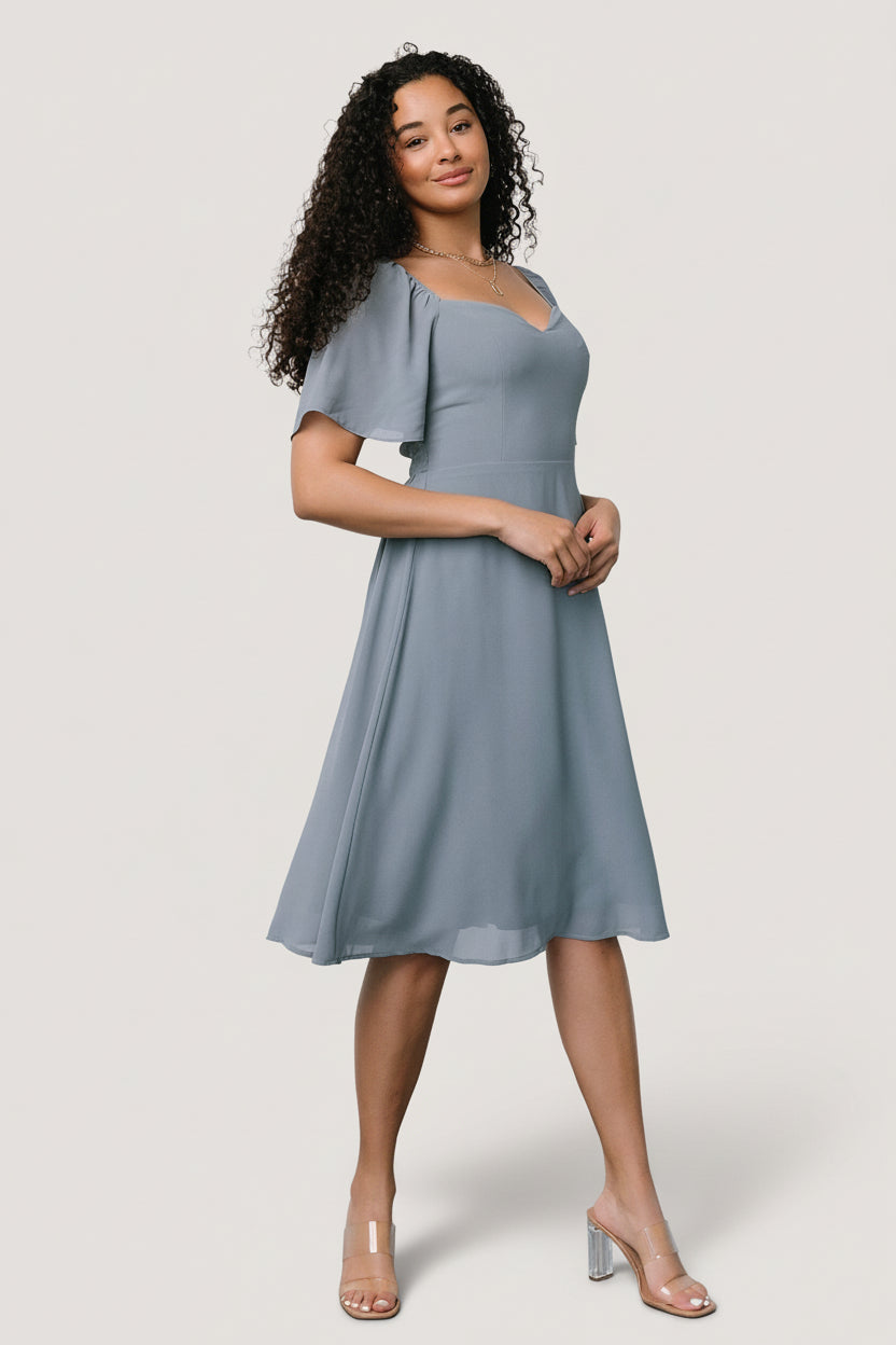 Colette Sweetheart Midi Dress | Dusty Blue