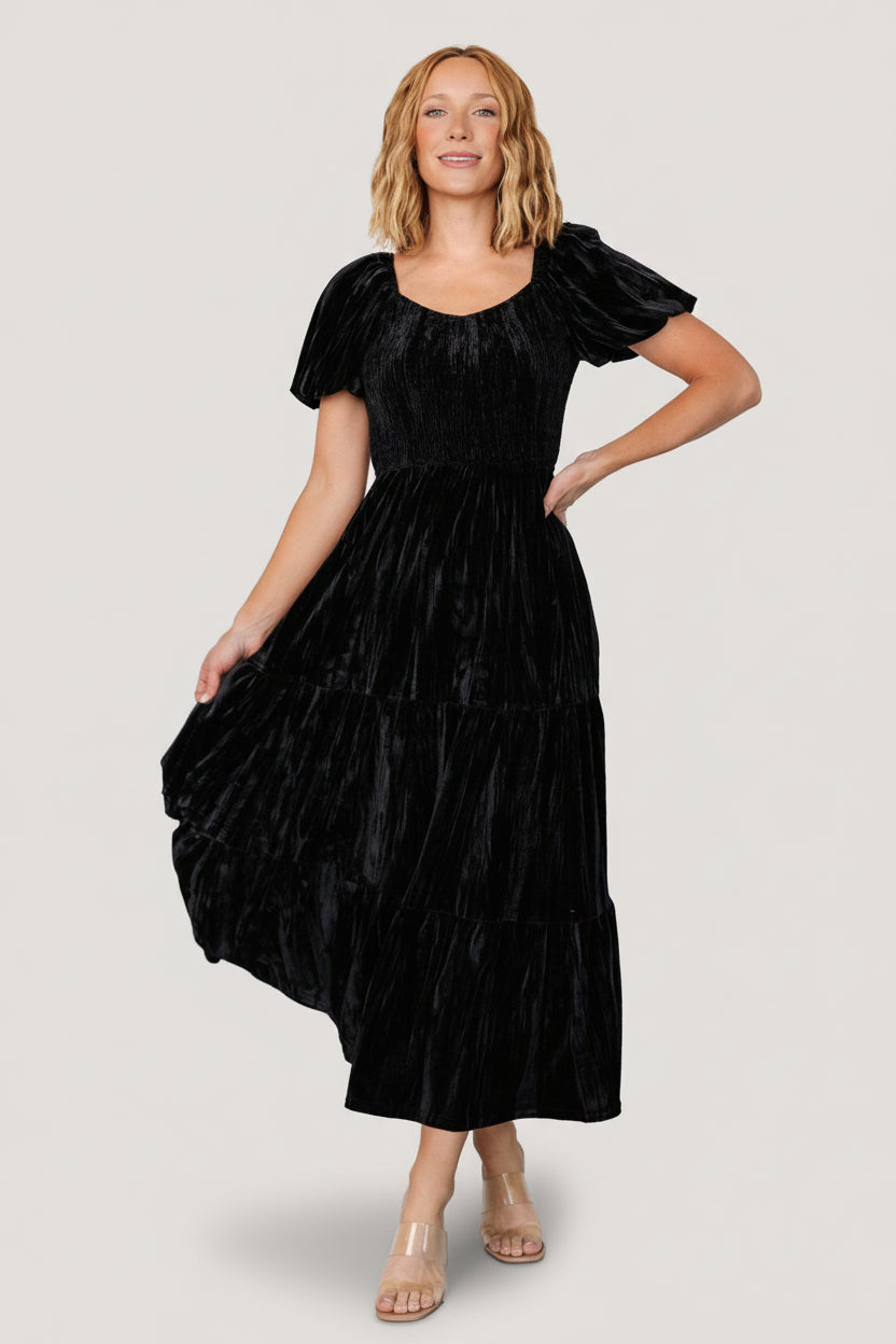 Colleen Velvet Maxi Dress | Black