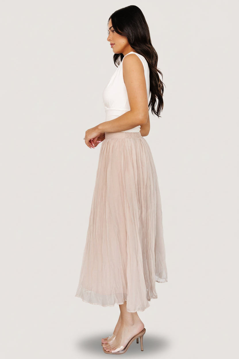 Cyra Midi Skirt | Natural