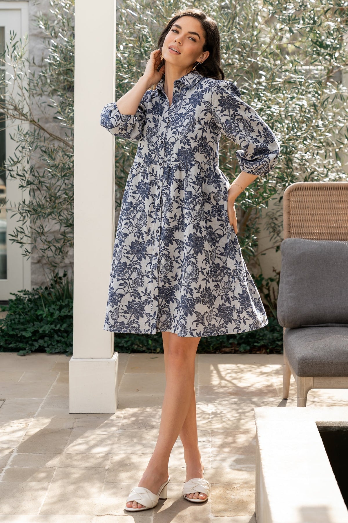 Dakota Babydoll Dress | Navy Print - Baltic Born