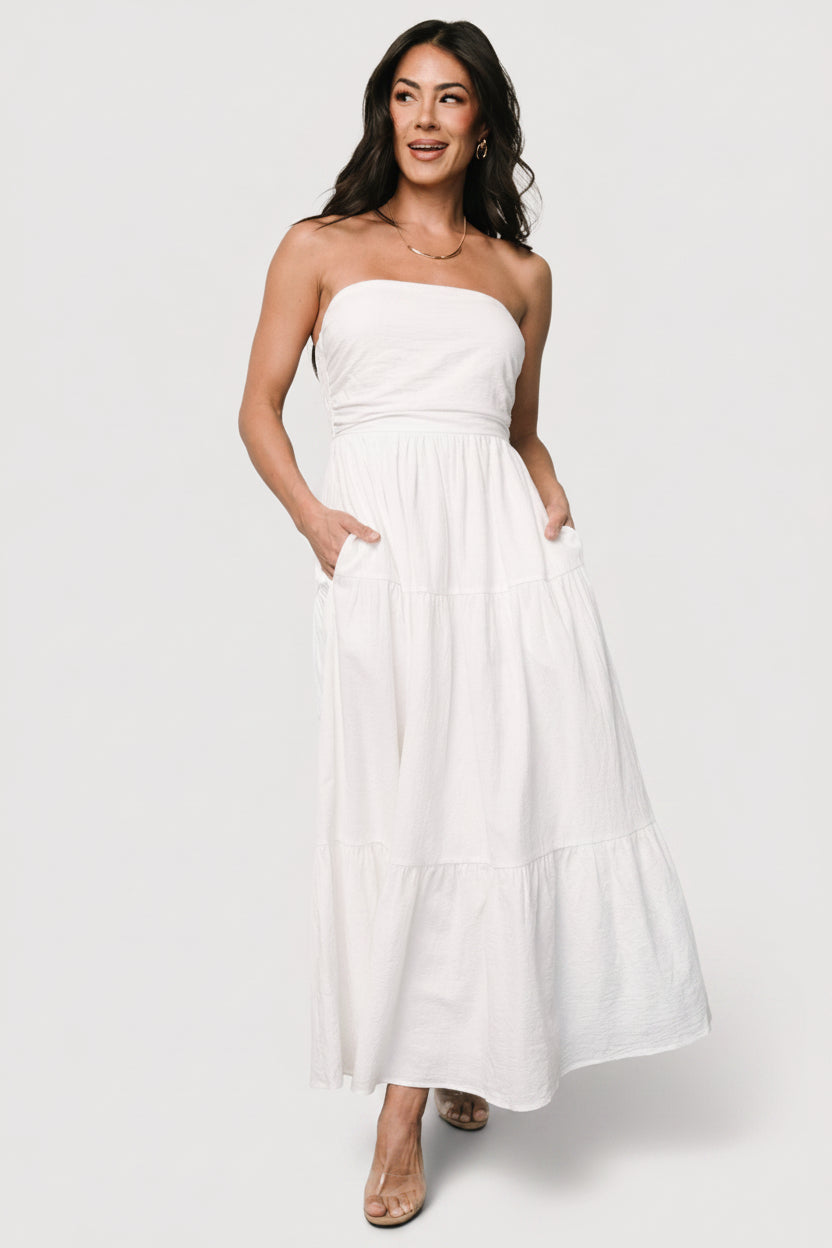 Delray Strapless Midi Dress - Cotton Off White | Baltic Born S Delray Strapless Midi Dress - Cotton Off White | Baltic Born S