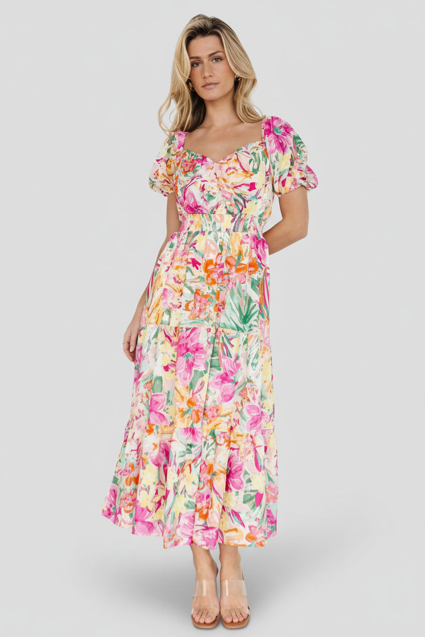 knee length dresses for ladies Final Sale Abstract Print Ruffle Sleeve Midi Dress by Lili Sidonio – Modern  Millie main image 0
