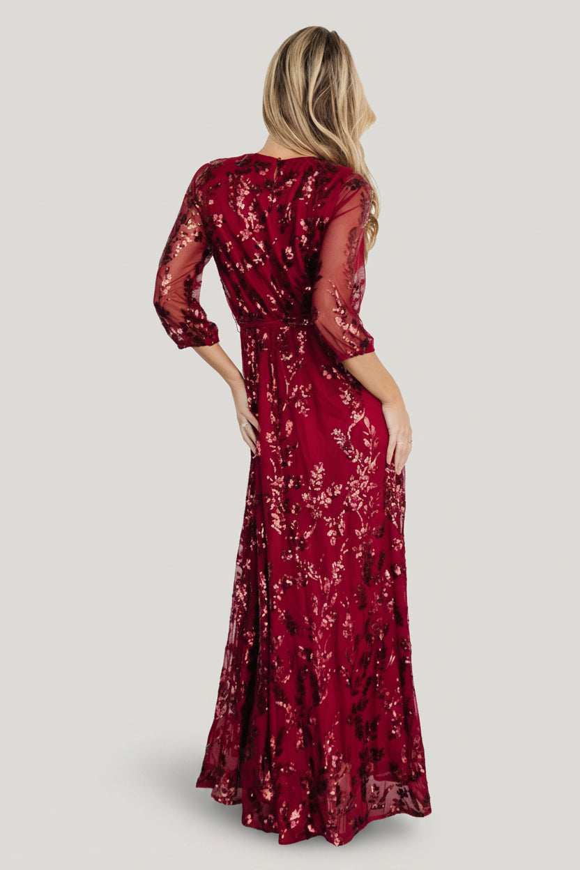 Destiny Sequin Maxi Dress | Wine