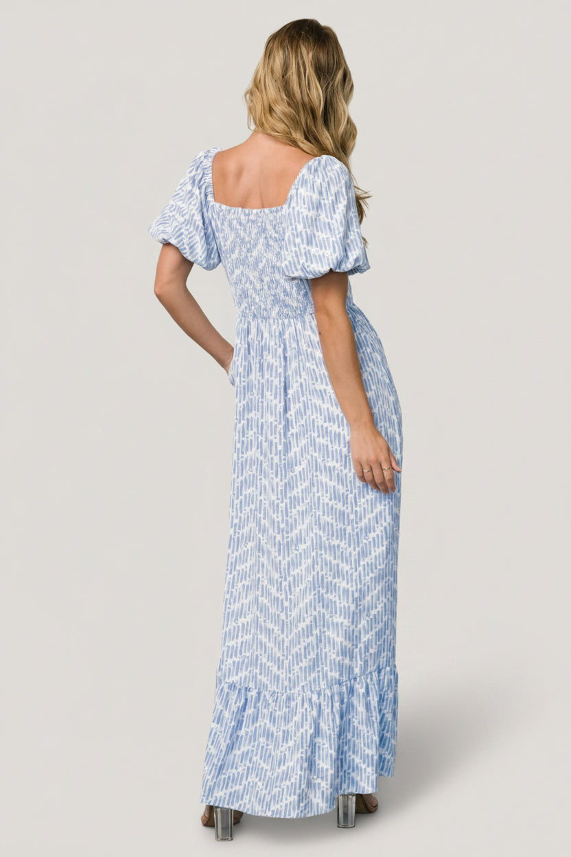 Durban Maxi Dress | Dusty Blue Print