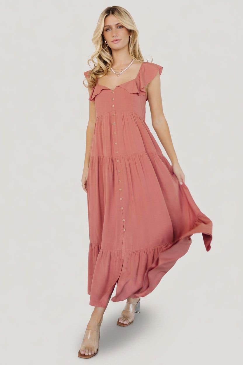 Ellie Terracotta Ruffle Maxi Dress with Pockets | Baltic Born XL Ellie Terracotta Ruffle Maxi Dress with Pockets | Baltic Born XL