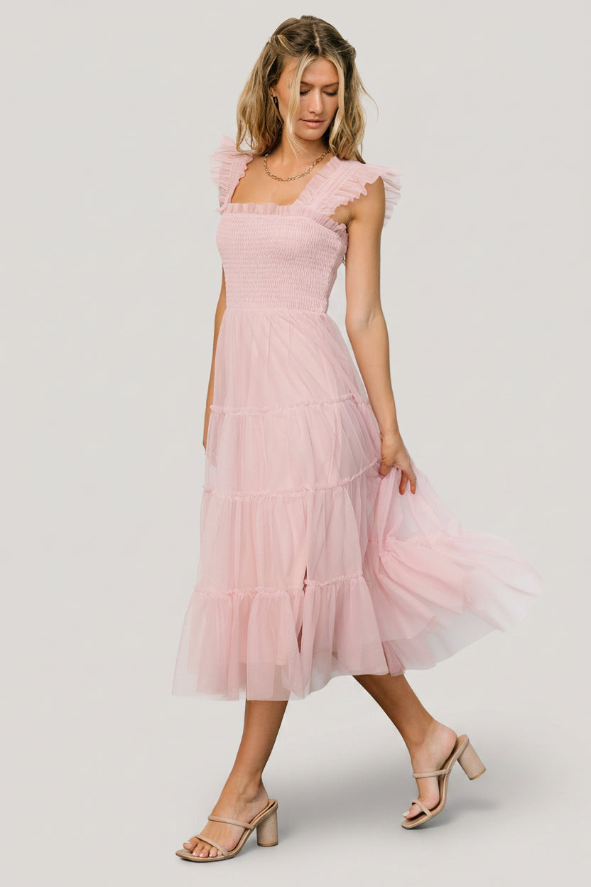 Emma Smocked Tulle Dress | Mauve