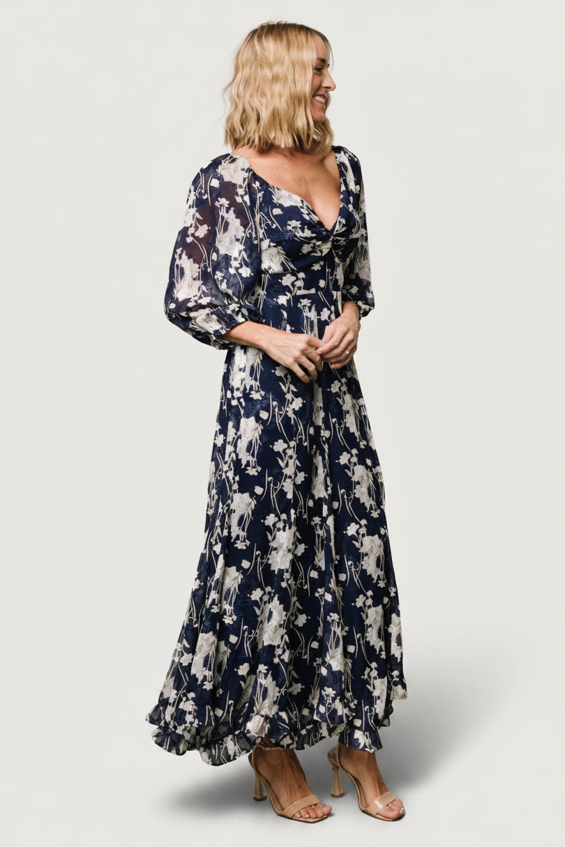 Estefania Maxi Dress | Navy + Off White Floral
