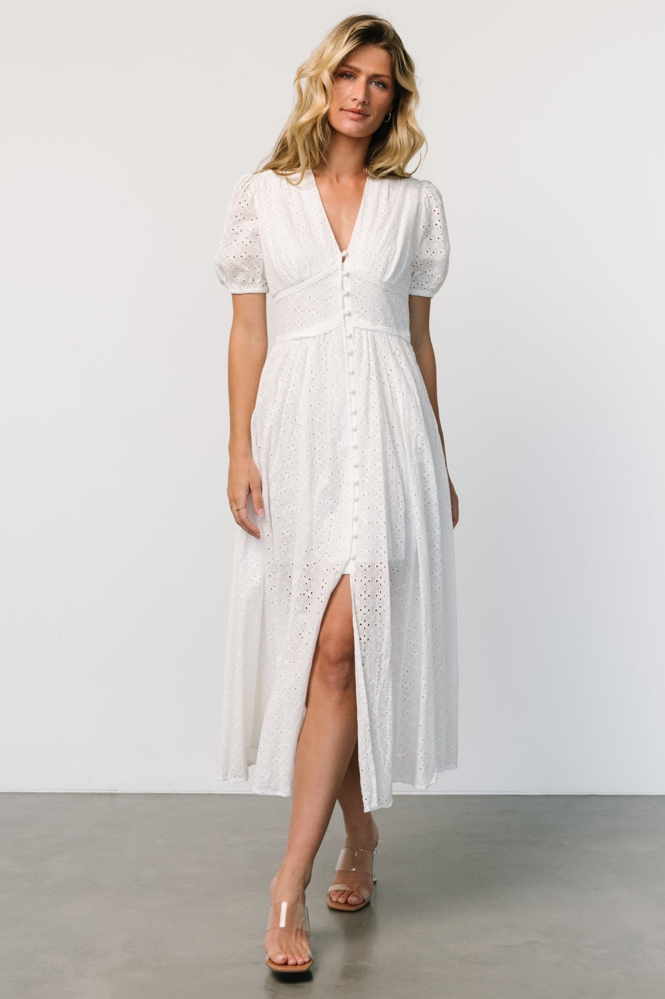 White eyelet outlet midi dress