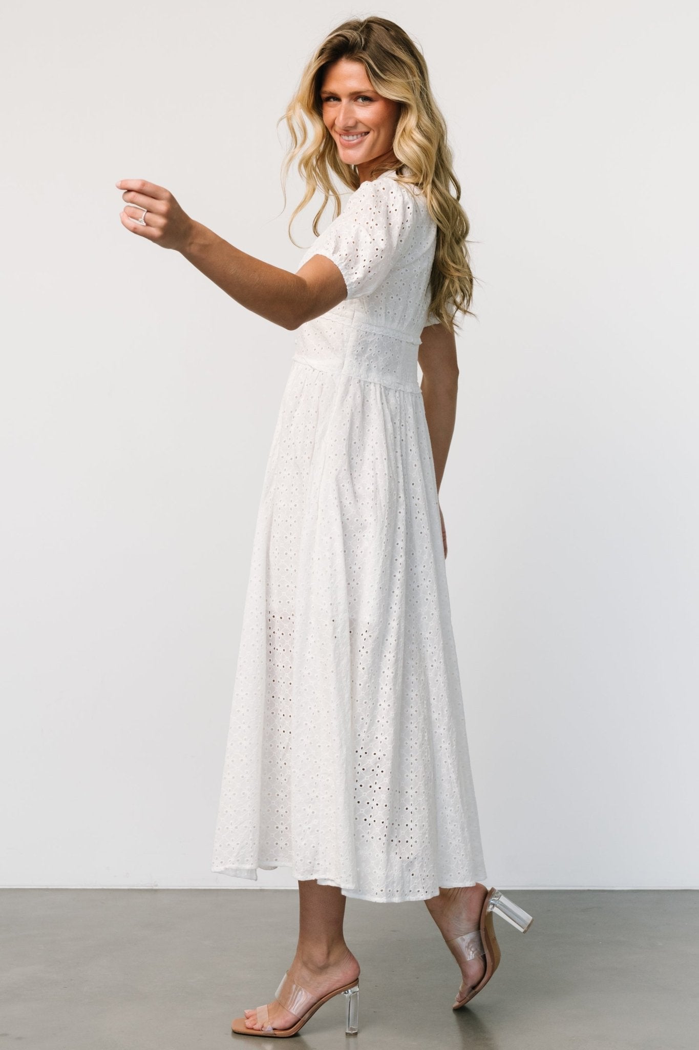 Esther Eyelet Midi Dress | Off White | Baltic Born