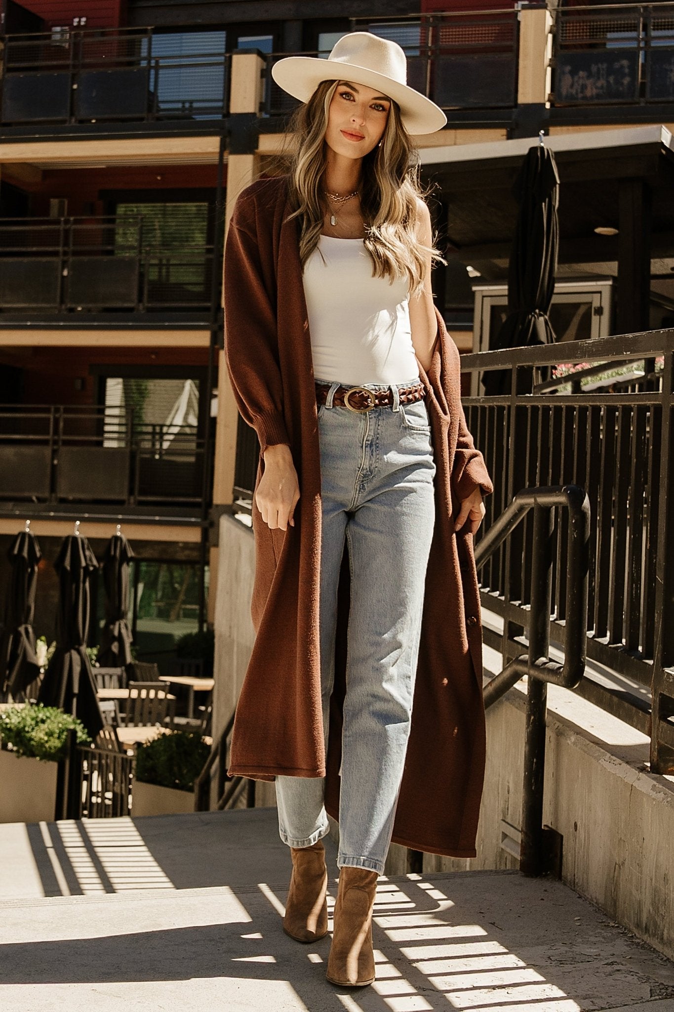 Ethel Long Cardigan Dark Brown1