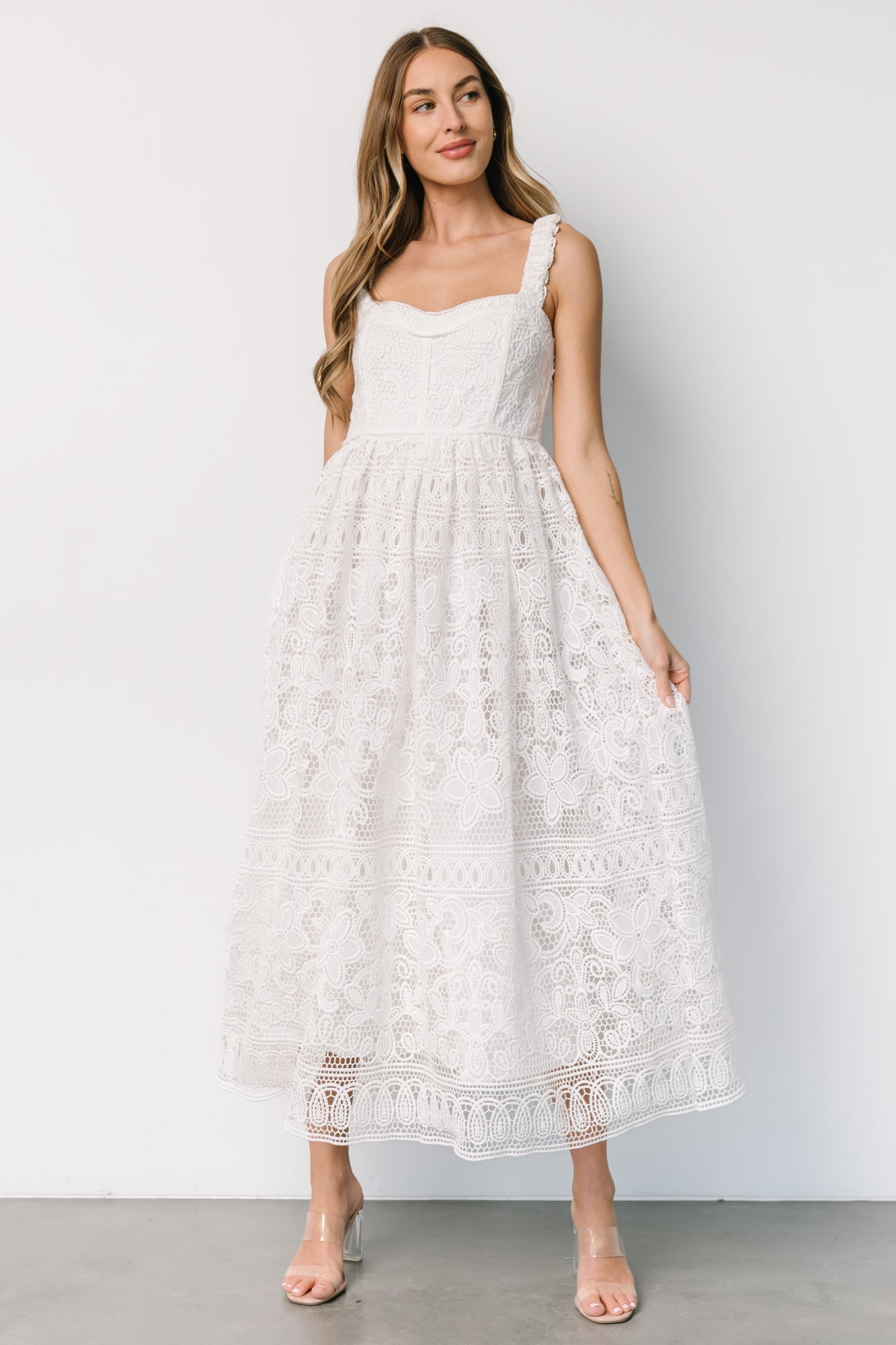 Evangeline Lace Dress Off White - Main Image