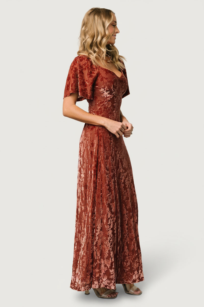 Everley Velvet Maxi Dress | Cinnamon