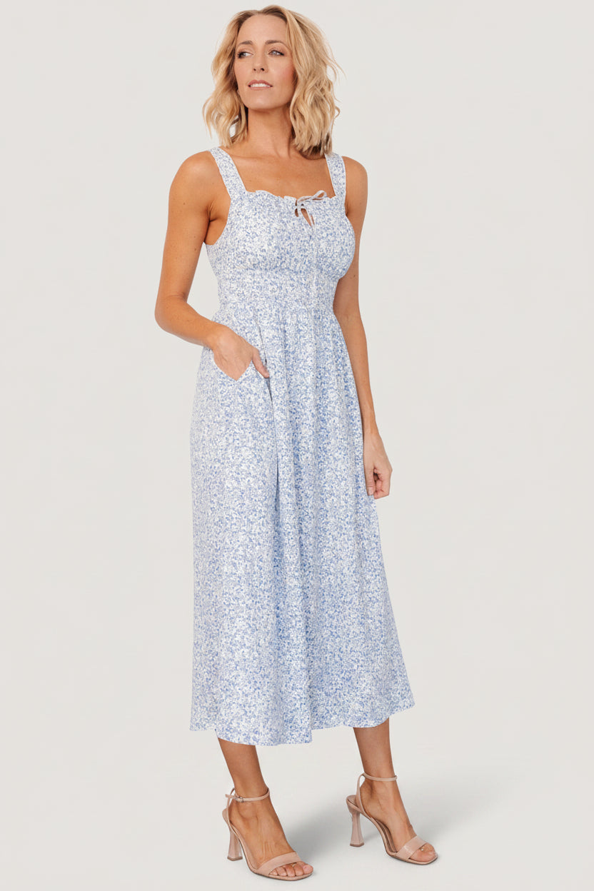 Evonne Midi Dress | Blue Floral