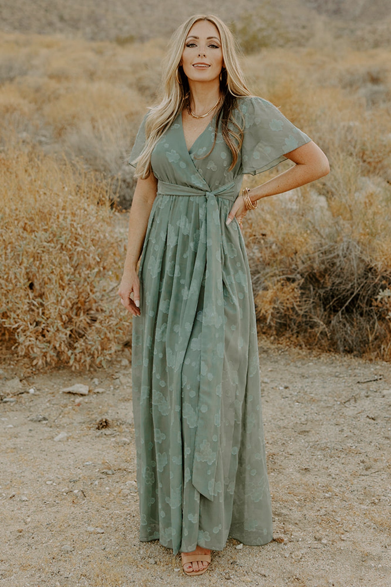 sage green dresses casual Yolanda Long Sleeve Maxi Dress 25.1 Hips SHEIN PETITE Women's Summer Solid