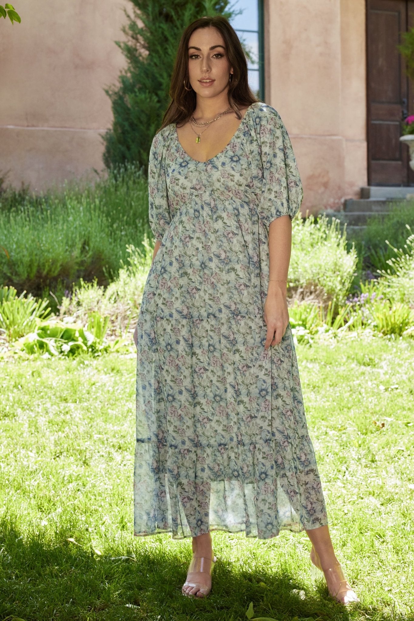 Ginny Maxi Dress Light Green Floral