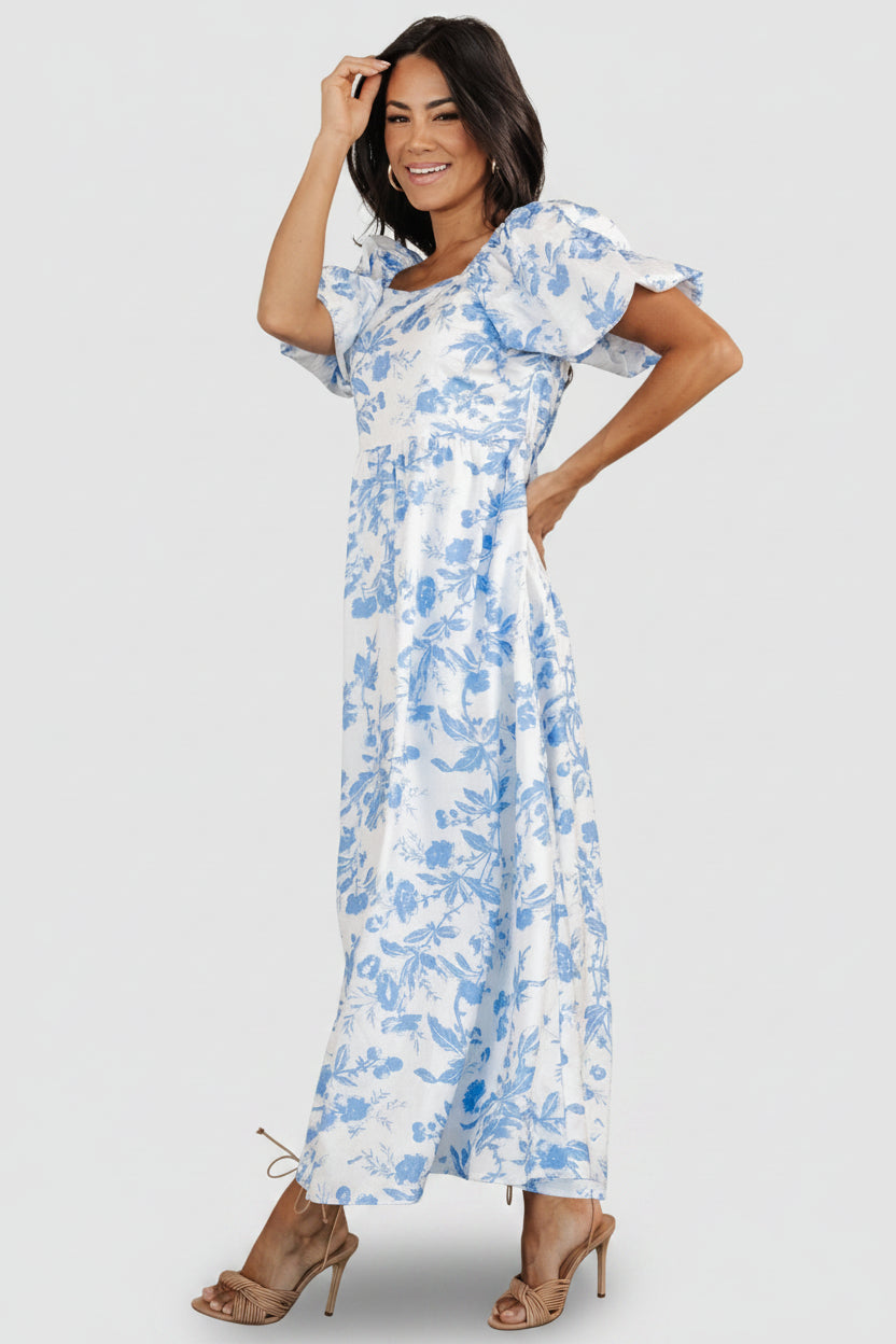 Graceland Maxi Dress | White + Blue Floral