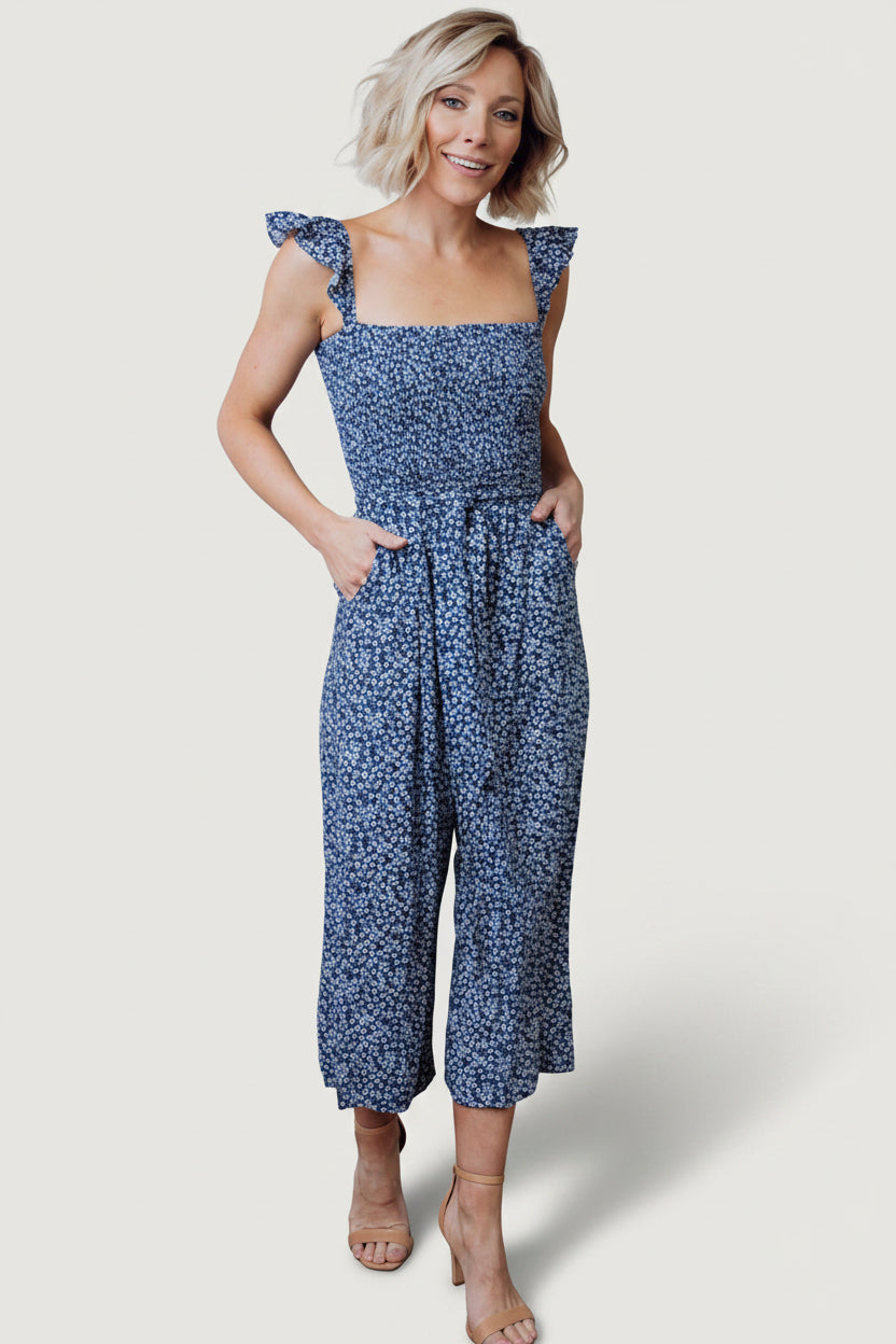 Hadley Smocked Jumpsuit | Navy