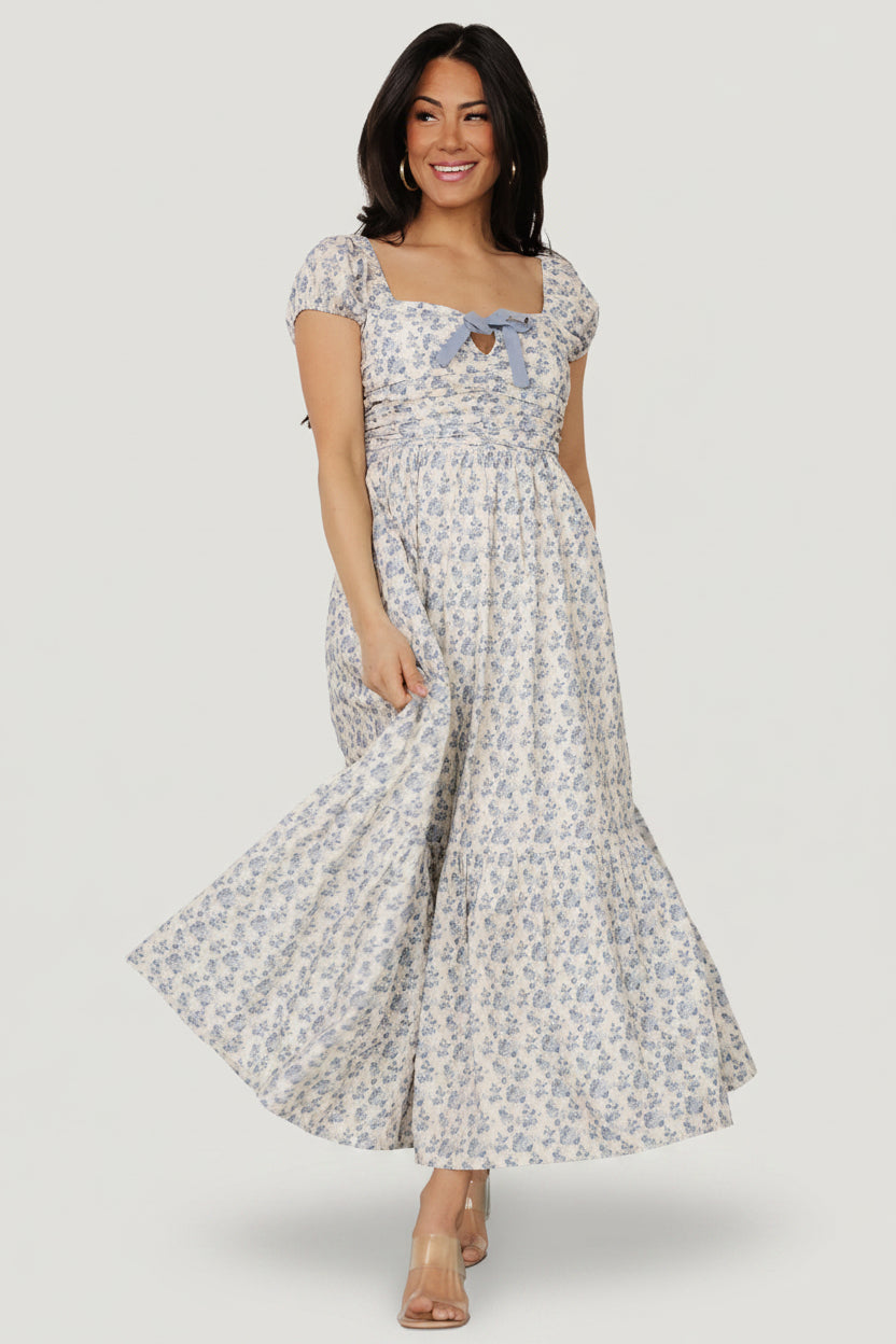 olynne mini dress in blue ivory tularosa Charo Ruiz Ibiza Arissa Blue & White Embroidered Mini Dress main image 0