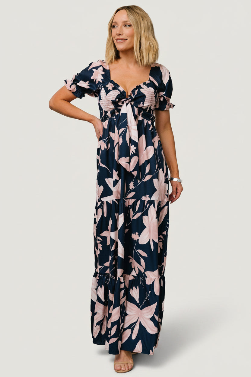 navy blue and blush pink dress Baltic Born Womens Hilaria Maxi Dress | Navy + Blush